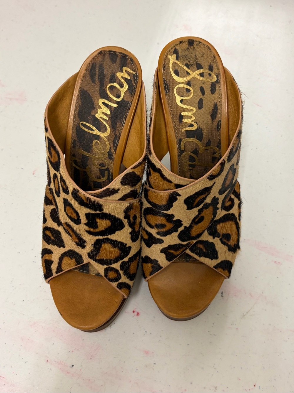 Sam Edelman Leopard Print Open-Toe Mules - Brown Black